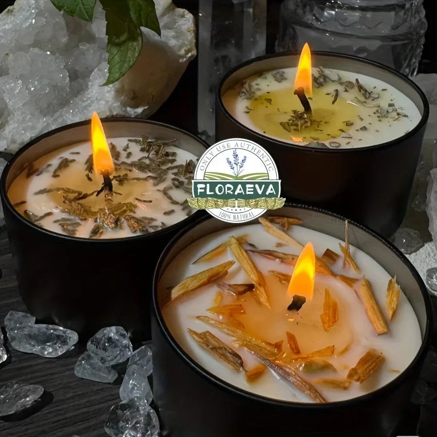 2 Pack Handmade Sage & Holy Wood Soy Wax Candles - Long-lasting 12+ Hour Burn Time, Crystal Clear Glass... - House Of Avana