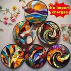 S/ Set New Style Mandala Wood Coasters Decorative Drink Coasters for Home, Kitchen, and Dining, Perfect... - House Of Avana