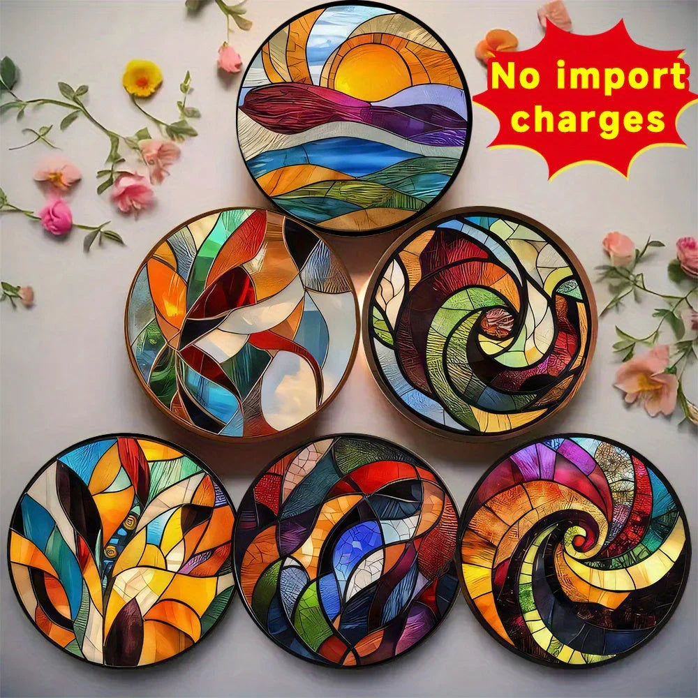 S/ Set New Style Mandala Wood Coasters Decorative Drink Coasters for Home, Kitchen, and Dining, Perfect... - House Of Avana