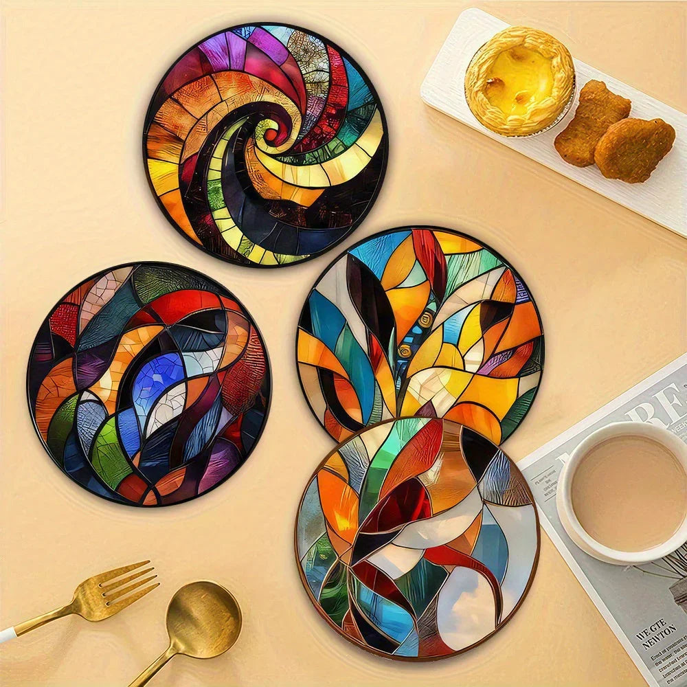 S/ Set New Style Mandala Wood Coasters Decorative Drink Coasters for Home, Kitchen, and Dining, Perfect... - House Of Avana