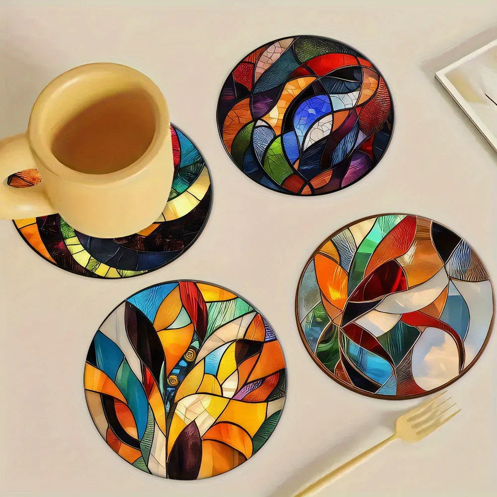 S/ Set New Style Mandala Wood Coasters Decorative Drink Coasters for Home, Kitchen, and Dining, Perfect... - House Of Avana