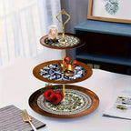 Wood Display Stand - 3-Tier Floral Pattern