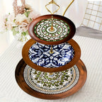 Wood Display Stand - 3-Tier Floral Pattern
