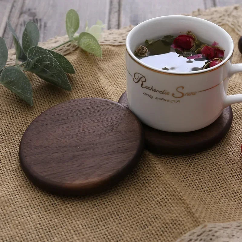 S Free Custom Engrave Solid Walnut Wood Coaster Round Beech Wood Cup Mat Durable Heat Resistant Tea... - House Of Avana