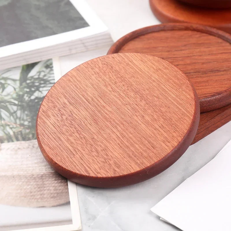 S Free Custom Engrave Solid Walnut Wood Coaster Round Beech Wood Cup Mat Durable Heat Resistant Tea... - House Of Avana