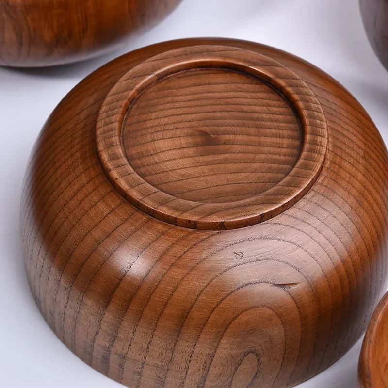 Jujube Wood Bowls Small Solid Salad Tableware, angled view - House Of Avana