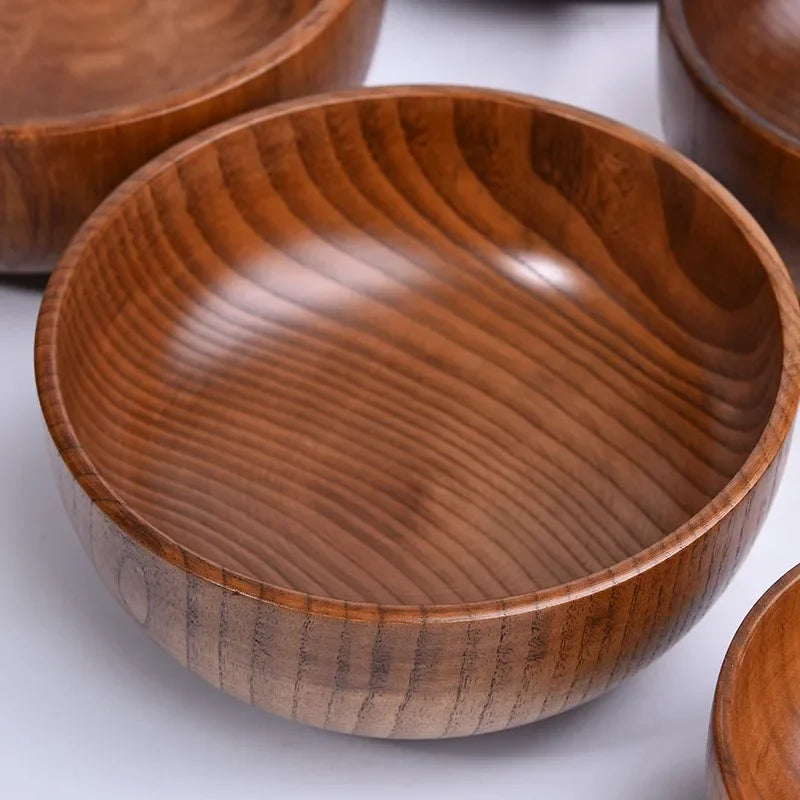 Jujube Wood Bowls Small Solid Salad Tableware, back view - House Of Avana