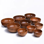 Jujube Wood Bowls Small Solid Salad Tableware, front view - House Of Avana