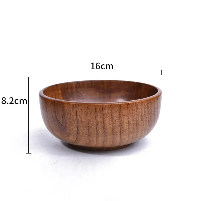 Jujube Wood Bowls Small Solid Salad Tableware, in-use display - House Of Avana