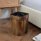 A Plastic Wood-grain Trash Can for the Kitchen, Hotel, Bedroom, Bathroom, Ktv, and Office., angled view - House Of Avana
