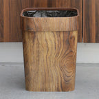 A Plastic Wood-grain Trash Can for the Kitchen, Hotel, Bedroom, Bathroom, Ktv, and Office., angled view - House Of Avana