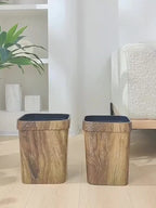 A Plastic Wood-grain Trash Can for the Kitchen, Hotel, Bedroom, Bathroom, Ktv, and Office., close-up view - House Of Avana