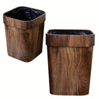A Plastic Wood-grain Trash Can for the Kitchen, Hotel, Bedroom, Bathroom, Ktv, and Office. - House Of Avana