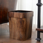 A Plastic Wood-grain Trash Can for the Kitchen, Hotel, Bedroom, Bathroom, Ktv, and Office., side view - House Of Avana