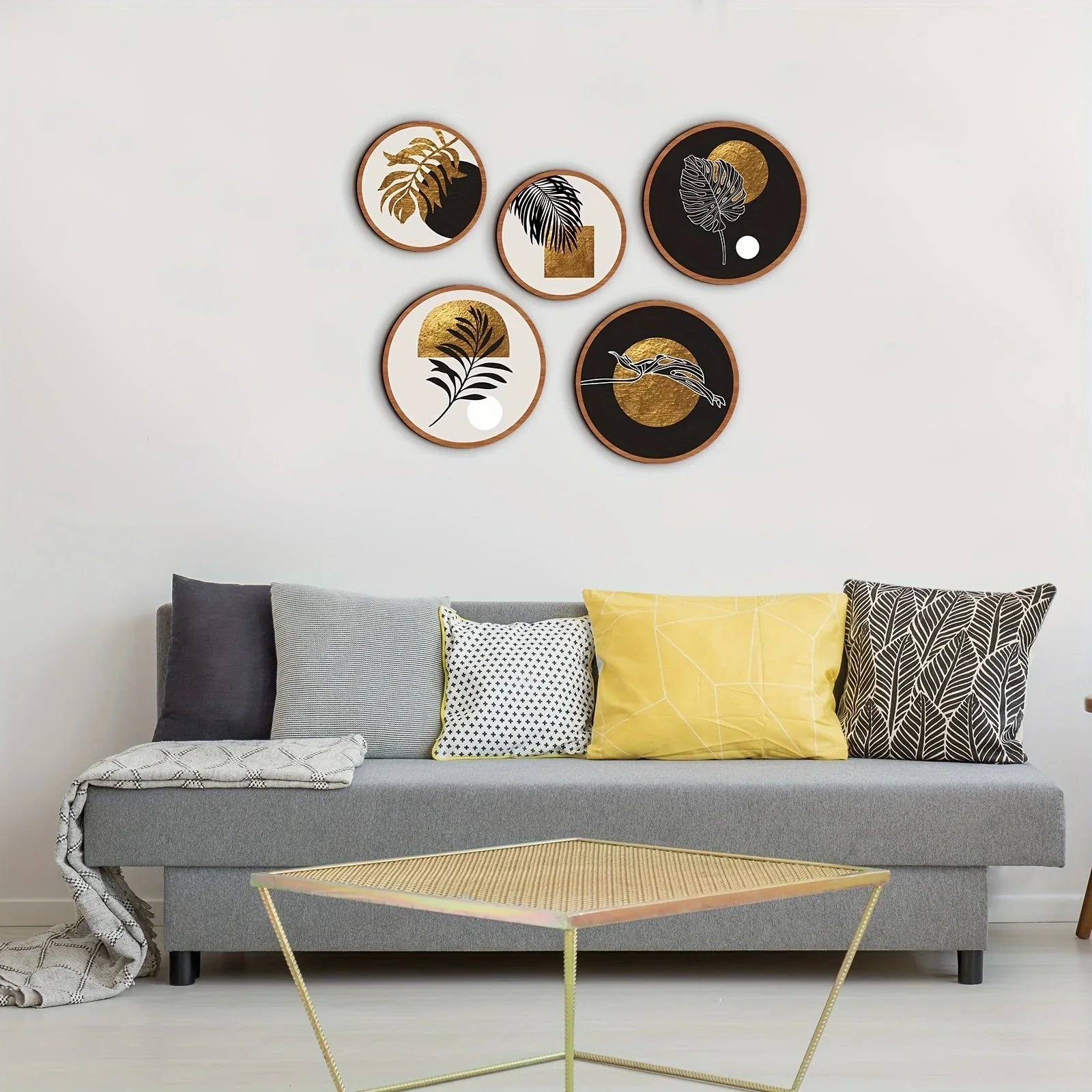 Geo Minimalist Wood Wall Art Set, front view - House Of Avana