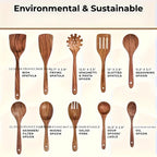 S Premium Teak Wood Cookware Set- Non-stick Friendly, Heat-resistant, Ergonomic Handle, Comfortable... - House Of Avana