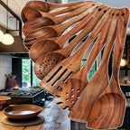 S Premium Teak Wood Cookware Set- Non-stick Friendly, Heat-resistant, Ergonomic Handle, Comfortable... - House Of Avana