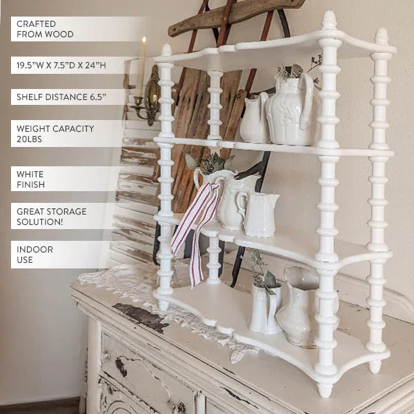 24 Inch White Spindle Wood Shelf Decor Steals