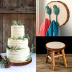 10 Pack Natural Wood Slices for Diy Crafts and Decor, back view - House Of Avana