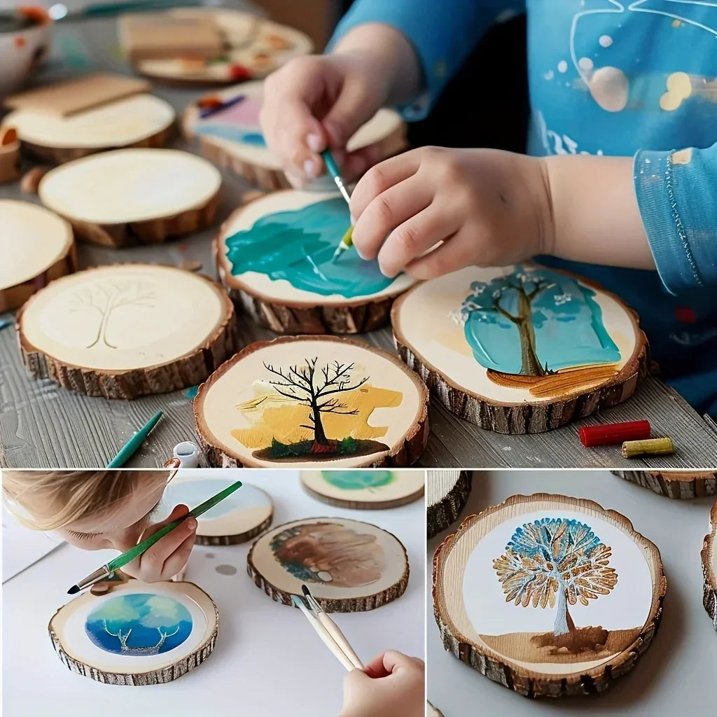 10 Pack Natural Wood Slices for Diy Crafts and Decor, lifestyle image - House Of Avana