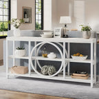70.9 Inch Sofa Console Table, Extra Long Narrow Entryway Tables with Tier Wood Storage Shelves Metal... - House Of Avana