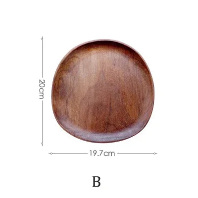Solid Wood Round Dinner Plate Handmade High-quality Tableware for Sushi Tea and Dessert, alternate view - House Of Avana