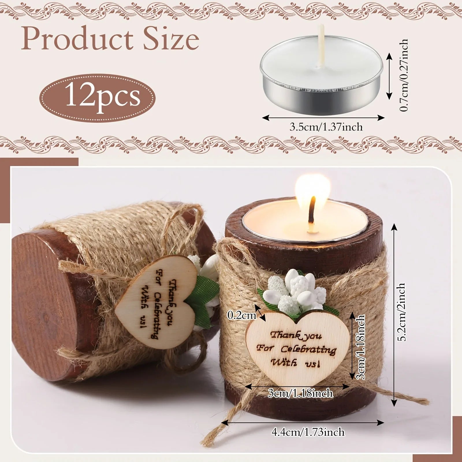 Wood tealight candle holders in natural wood tone, set of 12 - House of Avana