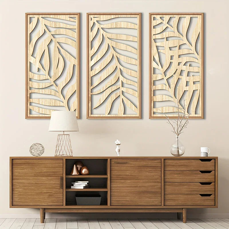 Wall Art - Natural Wood Veneer Large, front view - House Of Avana