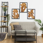 Wood Wall Decor, 12x16 Inch Metal Frame Wall Art, Set Of 3 Panels Wall Hangings, Rustic Large Wall Decor, Handmade Wood Art, Natural Wood Panels For A Unique Style, Abstract Wood And Metal Wall Art, Perfect For Living Room Wa House Of Avana