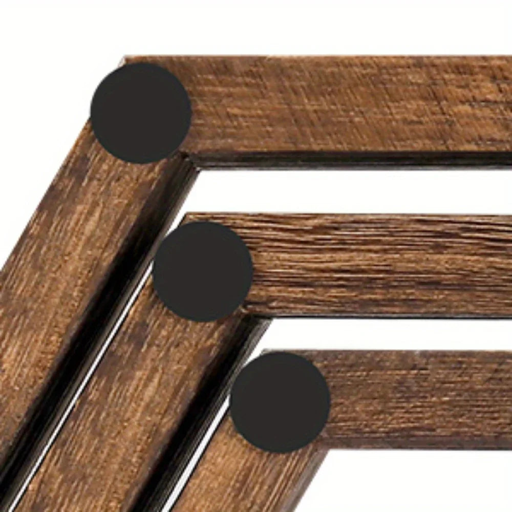 Wood Hexagon Floating Shelves Set of for Wall Storage, texture detail - House Of Avana