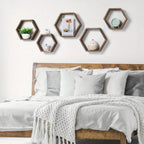 Wood Hexagon Floating Shelves Set of for Wall Storage, top view - House Of Avana