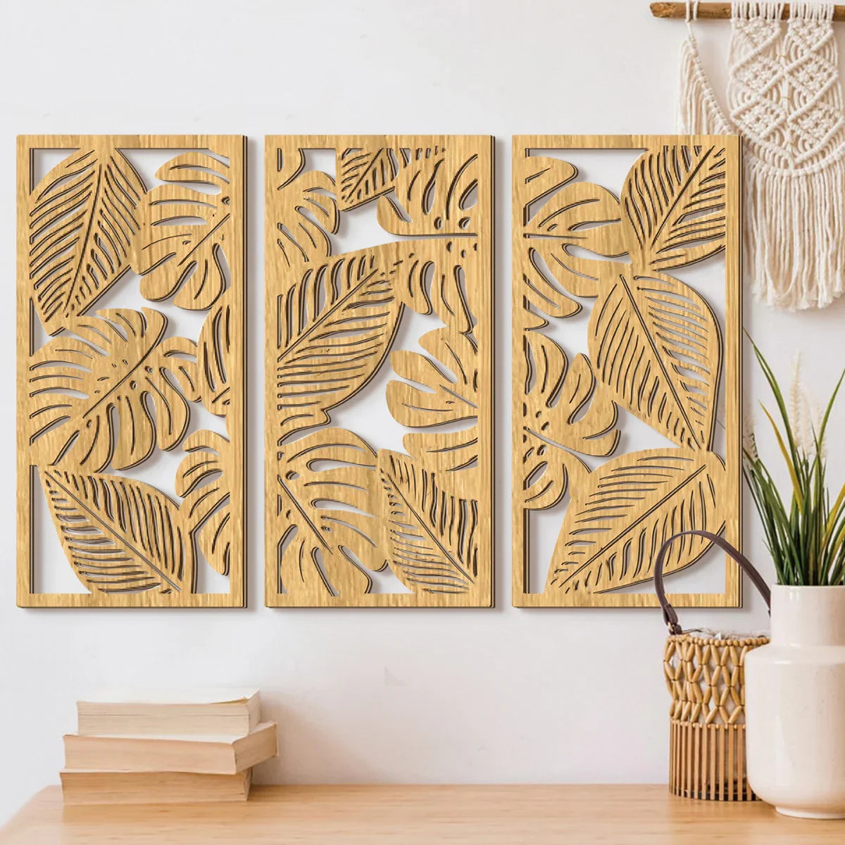 Wall Pediment - Nordic Light Wood, front view - House Of Avana