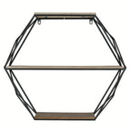 Wall Shelves - Floating Wood Hexagon, angled view - House Of Avana