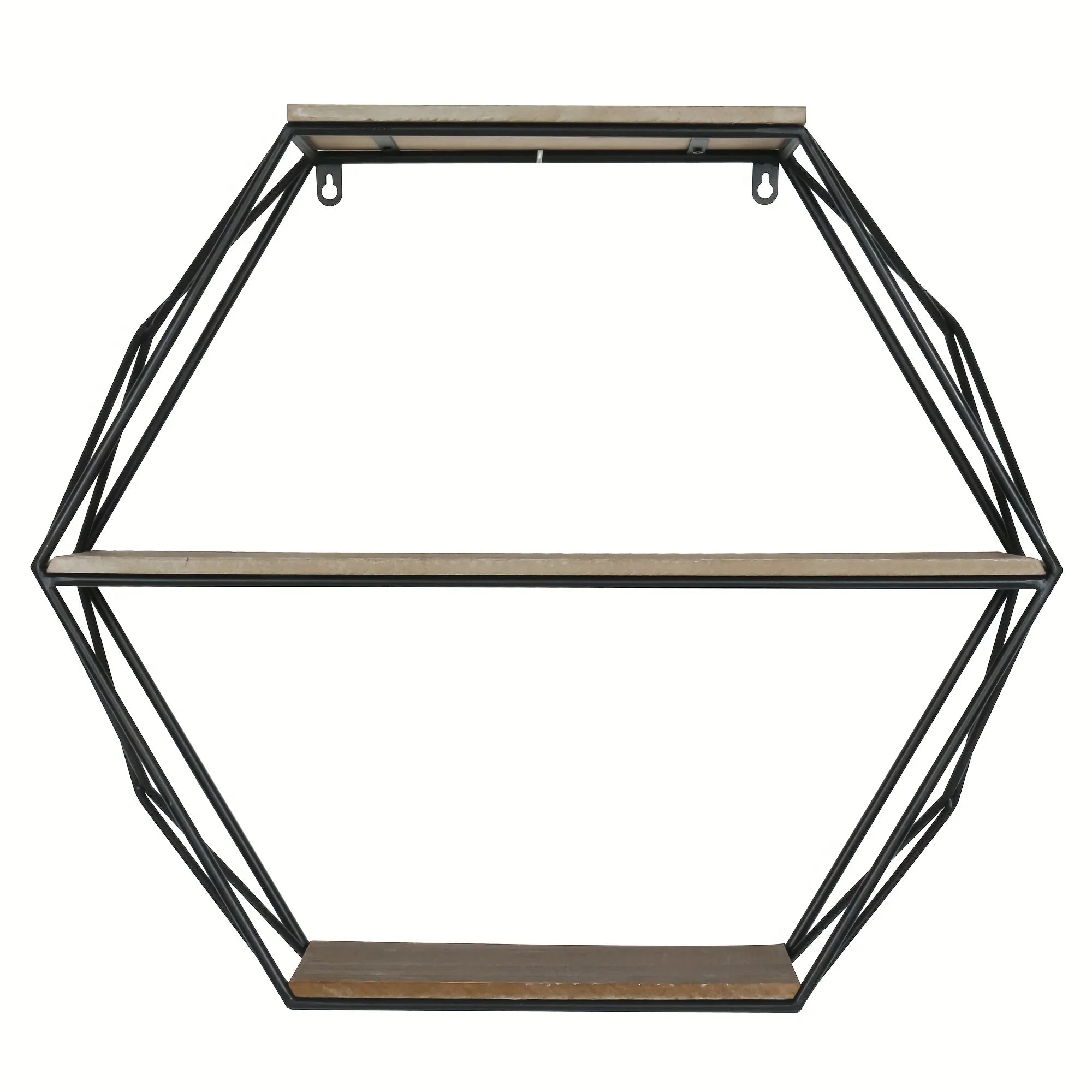 Wall Shelves - Floating Wood Hexagon, angled view - House Of Avana