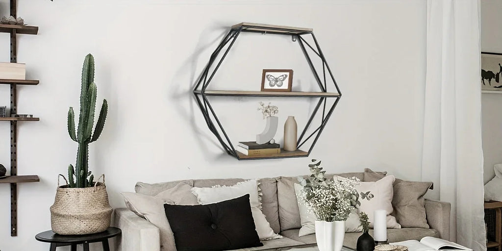 Wall Shelves - Floating Wood Hexagon, product packaging - House Of Avana