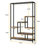 70.9 Wooden Corner Bookshelf Inch Tall 5-tier Wooden Plant Stand with Hanging Hooks - Large Indoor Plant... - House Of Avana