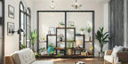 70.9 Wooden Corner Bookshelf Inch Tall 5-tier Wooden Plant Stand with Hanging Hooks - Large Indoor Plant... - House Of Avana