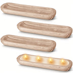 [Rustic Wooden Bowls] 4pcs Rustic Wooden Bowls - Natural Wood Table Centerpiece, 20" x 6" x 2", Classic Design with Visible Grain Patterns, Perfect for Living Room, Dining Room & Kitchen Decor, Home Decoration and Functional House Of Avana