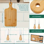 4 Set Bridal Shower Prizes Wooden Square Cheese Board Gift Set Knives Forks Thank You Tags with Box for... - House Of Avana