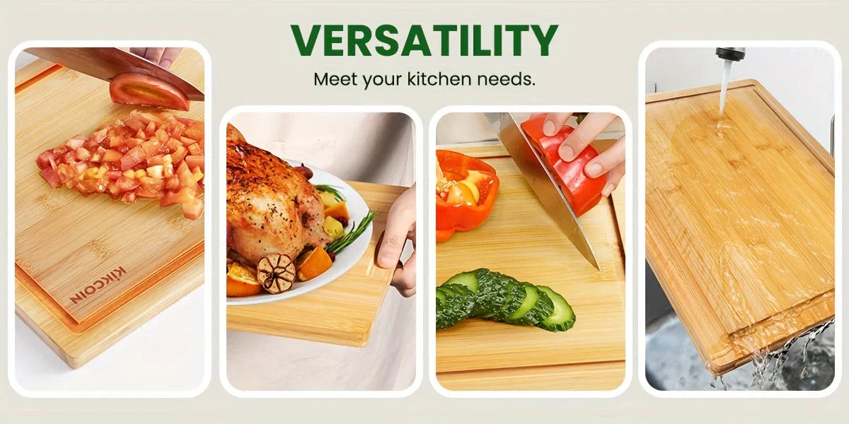 4pcs Oversized Bamboo Cutting Board, Equipped With Cutting Board Rack, Kitchen Gadgets, Juice Groove, Knife Friendly, Invisible Handle, Multifunctional Board, The Best Gift For Family, Friends And Relative. Mother'S Day.Fathe House Of Avana [[SKU:HOA-GFT-009]]
