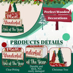 4pcs Christmas Table Centerpiece Christmas Tree, "Happy New Year" In English, Christmas Tiered Tray Decoration Set, Wooden Signs, Rustic Cute Tabletop Decor, Holiday Home Accessories, Suitable For Dining Tables, Fireplaces, C House Of Avana [[SKU:HOA-XMS-009]]