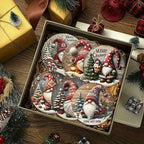 6pcs Christmas Gnome Wooden Coasters Set - Heat-Resistant, Decorative Drink Mats with Festive Designs for Home and Cafe Use House Of Avana