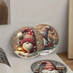 6pcs Christmas Gnome Wooden Coasters Set - Heat-Resistant, Decorative Drink Mats with Festive Designs for Home and Cafe Use House Of Avana