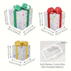 Decorative Wooden Set of Lighted Christmas Gift Boxes - House Of Avana