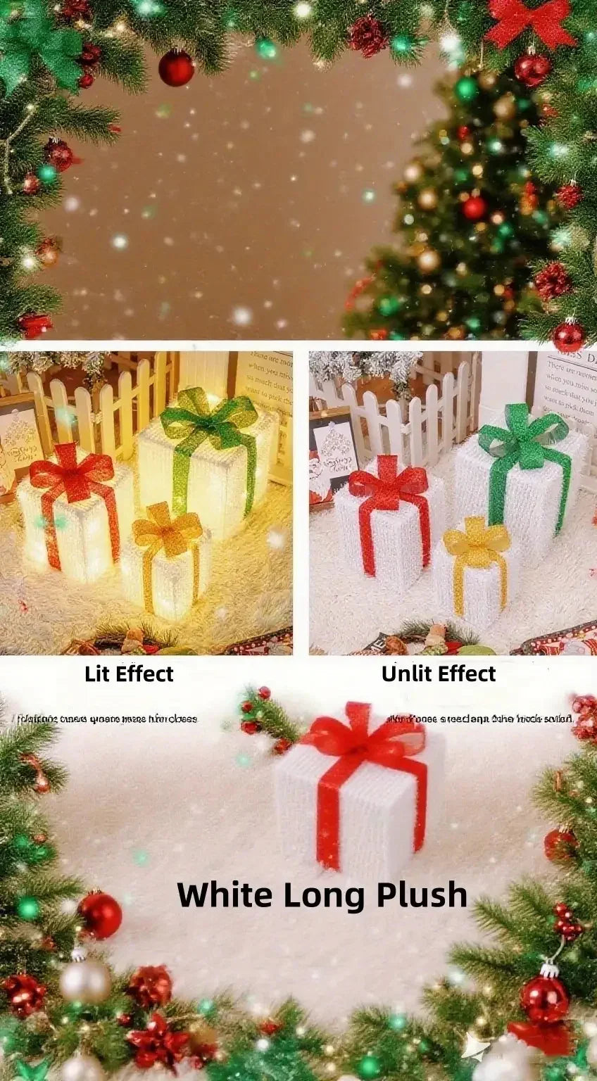 Decorative Wooden Set of Lighted Christmas Gift Boxes - House Of Avana