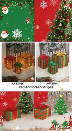 Decorative Wooden Set of Lighted Christmas Gift Boxes - House Of Avana