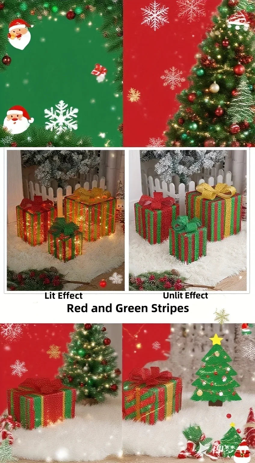 Decorative Wooden Set of Lighted Christmas Gift Boxes - House Of Avana