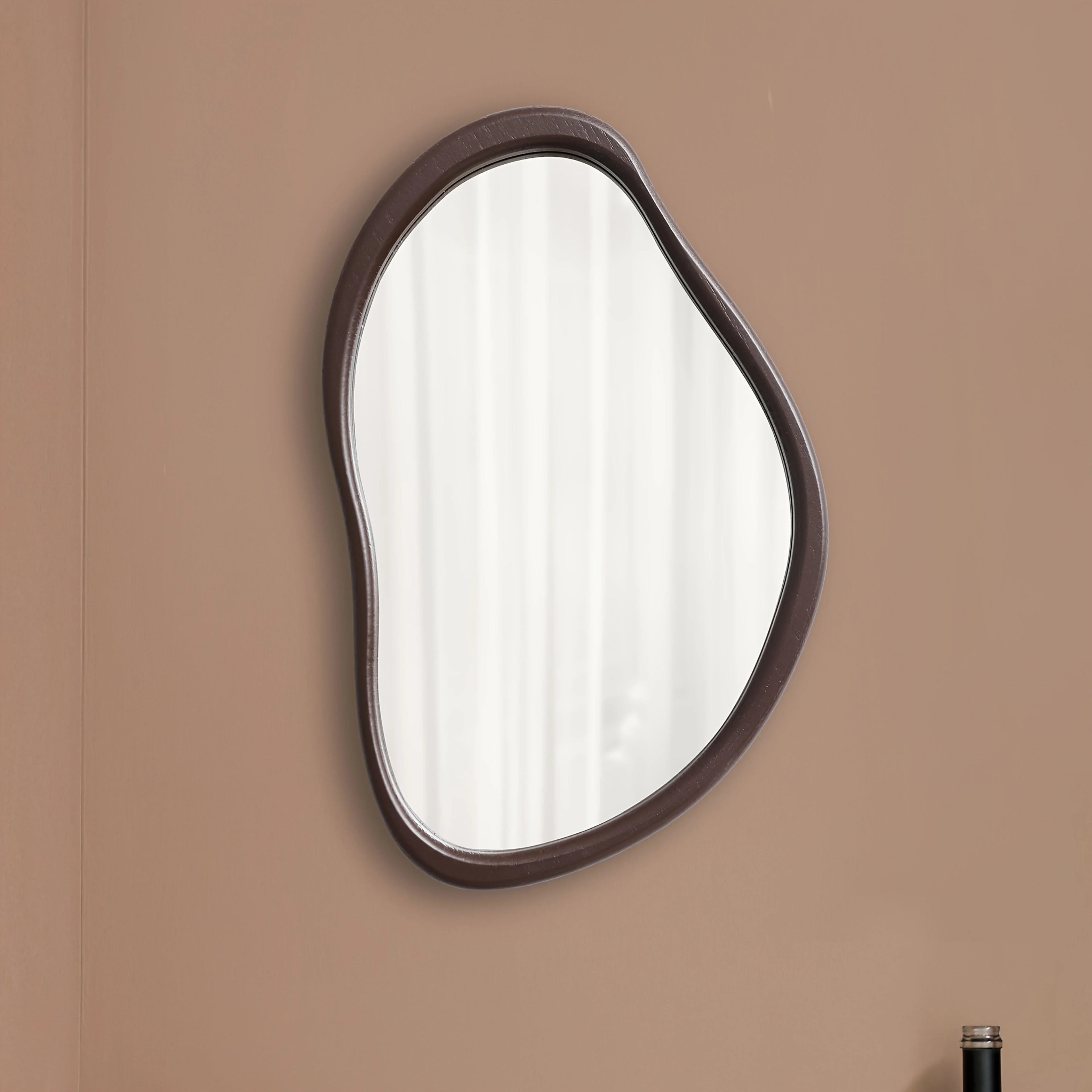[Wooden Decorative Wall Mirror] Decorative Wooden Irregular Frame Wall Mirror - 39.5 Cm X 25 Cm, Suitable for Bathrooms, Vanities, Bedrooms, Living Rooms, And Hallways House Of Avana