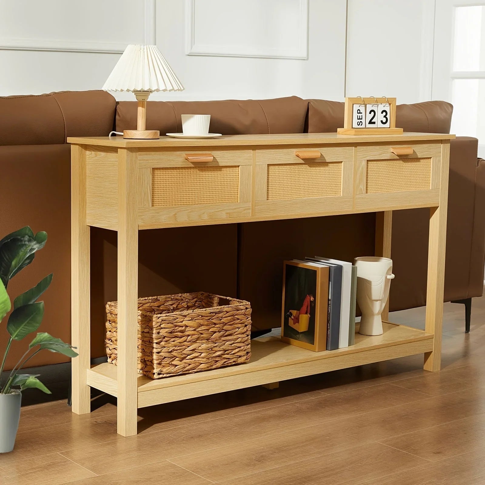 Classic Wooden Console Table with Drawers and Shelves, Hardwood MDF Entrance Desk, Elegant Storage Solution, with Ample Storage Space for Entryway, Living Room, and More House Of Avana