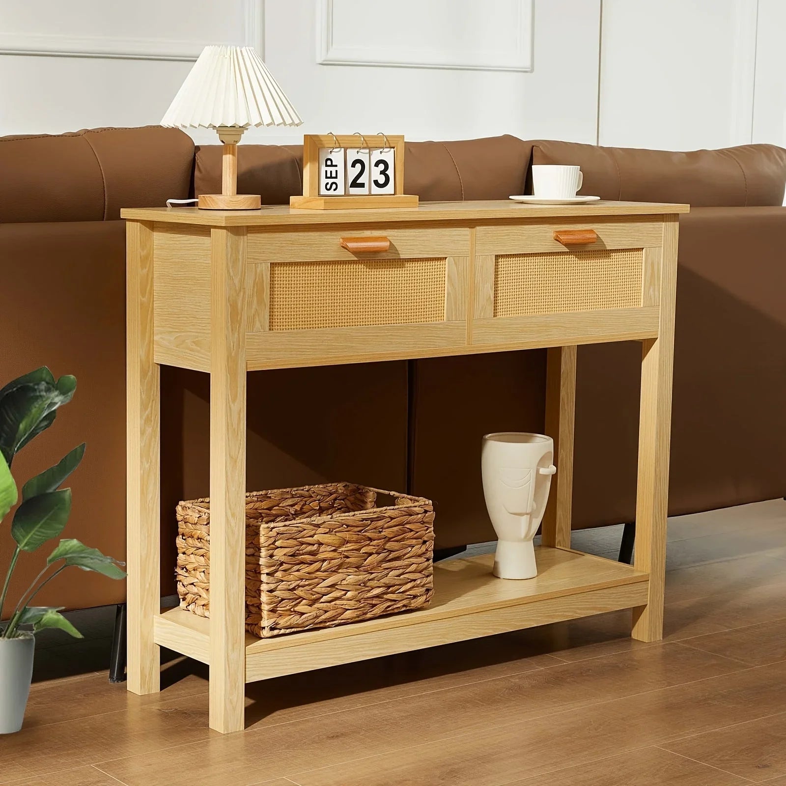 Classic Wooden Console Table with Drawers and Shelves, Hardwood MDF Entrance Desk, Elegant Storage Solution, with Ample Storage Space for Entryway, Living Room, and More House Of Avana